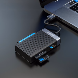 Orico CL4D-A3 mälukaardilugeja USB-A 3.0, SD/microSD/CF/MS, 5 Gbps – must ja hõbedane