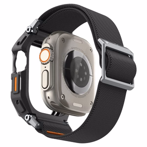 Spigen Lite Fit Pro rihm ja karastatud klaasist ekraanikaitse Apple Watch Ultra 49 mm jaoks, mustad