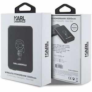 Karl Lagerfeld NFT Outline Ikonik MagSafe 5000 mAh induktiivne akupank – must