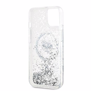 Karl Lagerfeld Liquid Glitter Choupette Head MagSafe Ümbris jaoks iPhone 15 Plus / 14 Plus - läbipaistev