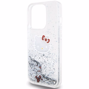 Hello Kitty Liquid Glitter Charms Kitty Head ümbris jaoks iPhone 14 Pro - hõbedane