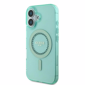Guess IML Rhinestones MagSafe iPhone 16 Plus Ümbris - Roheline