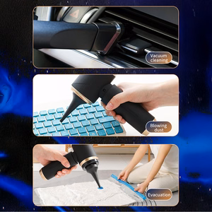 Mini Foldable Handheld Car Vacuum Cleaner with Blower Function - Black