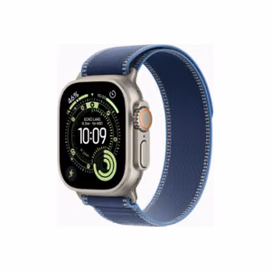 Apple (Apple Watch Ultra 3 GPS + Cellular 49mm Natural Titanium Case with Blue/Bright Blue Trail Loop - S/M)