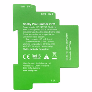 Shelly Pro Dimmer 2 DIN Rail Smart Switch, 2-channel