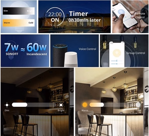 SONOFF B02-F-ST64 nutikas LED filamendpirn, 7W, E27, 1800-5000K, Wi-Fi