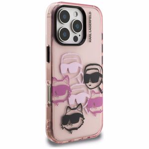 Karl Lagerfeld IML Multi K&C Head Pattern Ümbris jaoks iPhone 16 Pro Max - Roosa