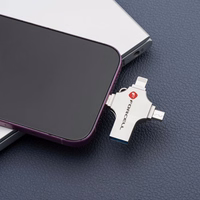 Pendrive 16GB USB 3.2 Gen 1 (USB A / USB C / Lightning / Micro USB) Forcell F-Data Metal Quad hõbedane