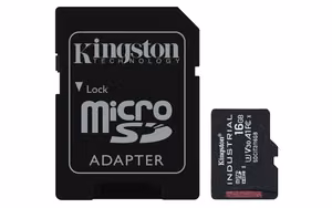 Kingston Technology 16GB microSDHC Industrial C10 A1 pSLC kaart + SD adapter