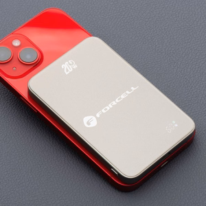 Powerbank compatible with MagSafe Forcell F-Energy SuperSlim F5K8 QC4.0 PD3.0 15W 5000 mAh titanium desert