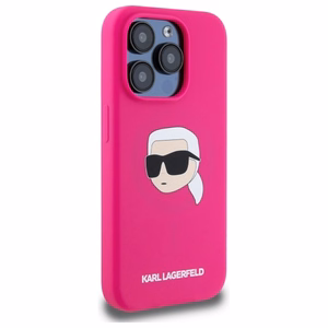 Karl Lagerfeld KLHMP15LSKHPPPLF iPhone 15 Pro 6.1" fuchsia/fuschia hardcase Silicone Karl Head Print MagSafe