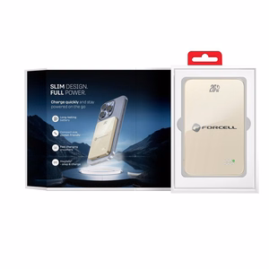 Powerbank compatible with MagSafe Forcell F-Energy SuperSlim F5K8 QC4.0 PD3.0 15W 5000 mAh titanium desert