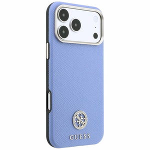 Guess Grained Round Strass Logo MagSafe ümbris iPhone 18 Pro Max / 17 Pro Max – sinine