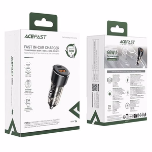 Car laadija Acefast B12 60W USB-C/USB-A must