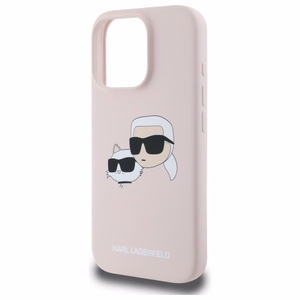 Karl Lagerfeld Silicone Nauble Heads Print MagSafe Ümbris jaoks iPhone 16 Pro Max - Roosa