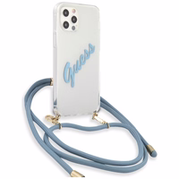 Guess GUHCP12LCRTVSBL iPhone 12 Pro Max 6.7" sinine/sinine kõvakott Script Vintage