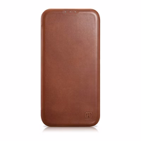 iCarer CE Oil Wax Premium Leather Folio Case iPhone 14 Plus magnetiline flip case MagSafe pruun (AKI14220707-BN)
