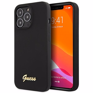 Guess GUHCP13XLSLMGBK iPhone 13 Pro Max 6.7" must/must hardcase Silicone Script kuldne Logo