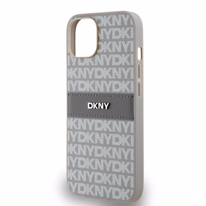 DKNY Leather Mono Stripe & Metal Logo ümbris jaoks iPhone 15 / 14 / 13 - beige