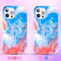 Kingxbar Watercolor seeria värviline ümbris iPhone 12 Pro Max sini-roosa värviga