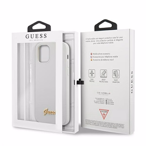 Guess GUHCP12SLSLMGWH iPhone 12 mini 5.4" valge/valge kõvakaaneline metallist logo Script