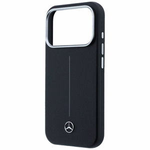 Mercedes кожаный Iconic Line MagSafe чехол iPhone 17 Pro Max - черный