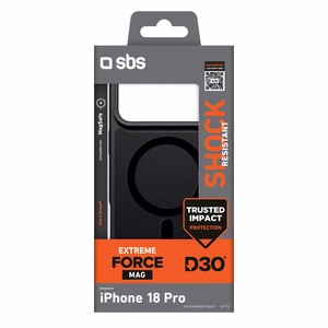 SBS D3O Force ümbris mudelile iPhone 18 Pro, ühildub MagSafe'iga – must