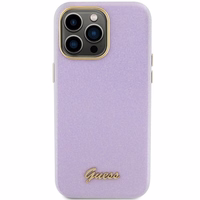 Guess Glitter Glossy Script ümbris jaoks iPhone 15 Pro Max - lilac