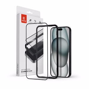 Crong Anti-Bacterial 3D Armour Glass antimikroobne 9H täisliimiga karastatud ekraanikaitseklaas seadmele iPhone 16 Plus / 15 Plus koos paigaldusraamiga