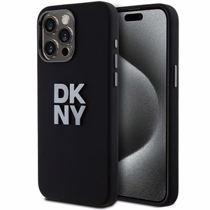 DKNY Liquid Silicone Metal Logo iPhone 15 Pro Ümbris - Must