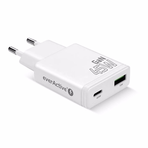 laadija GaN 1x USB-C, 1x USB Quick Charge 3.0 45W PD valge