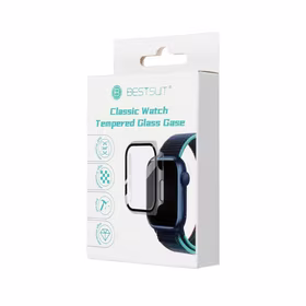 Bestsuit Ümbris with Hybrid Glass jaoks Apple Watch series 7/8/9-41mm - läbipaistev