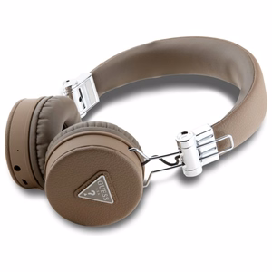 Наушники Guess Bluetooth ENC GUBH70PGTSPSW коричневые Grained Classic Round Shape