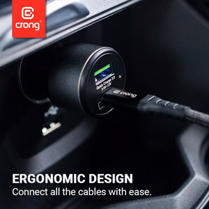 Crong Power 63 W autolaadija USB-C PD 45 W ja USB-A QC 3.0 18 W portidega, must