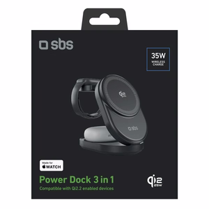 SBS Qi2.2 25W induktiivne 3-in-1 kokkupandav laadimisjaam MFI sertifikaadiga - must