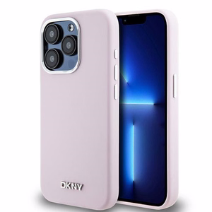DKNY Liquid Silicone Small Metal Logo MagSafe ümbris jaoks iPhone 15 Pro - roosa
