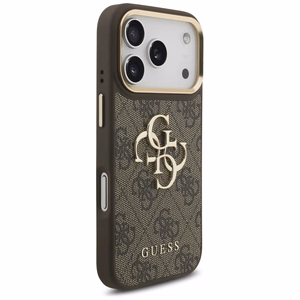 Guess 4G Big 4G Classic Logo Big Strap Metal Buttons чехол iPhone 17 Pro коричневый