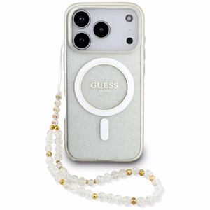 Guess IML Glitter Pearl Strap MagSafe Чехол для iPhone 17 Pro - прозрачный