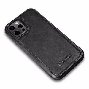iCarer Leather Oil Wax naturaalse nahaga kaetud ümbris iPhone 12 Pro Max'ile must (ALI1206-BK)