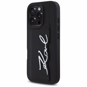 Karl Lagerfeld HC Grained PU Cardslot Metal Signature iPhone 16 Pro Ümbris - must