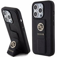 Guess Grip Stand 4G Saffiano Strass ümbris jaoks iPhone 15 Pro Max - must