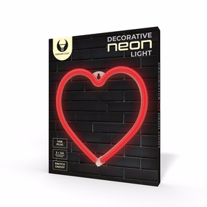 Neon LED Light HEART punane Bat + USB FLNE07 Forever Light