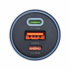 Car laadija Forcell F-Energy Alu 2 x USB C + USB A QC4.0 PD SFC2.0 4,5A 65W hall