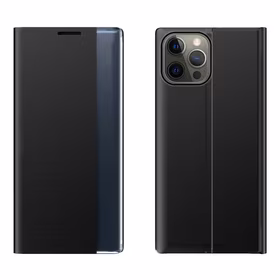 Sleep Case raamaturiiuli tüüpi ümbris nutika aknaga iPhone 13 Pro Max jaoks must