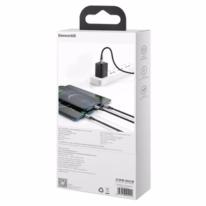 Baseus Rapid Series 3-in-1 cable USB-C Jaoks M+L+T 20W 1.5m Must