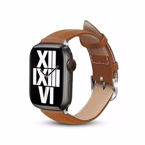 Crong Noble Band ehtsast nahast rihm Apple Watch 44 / 45 / 46 / 49 mm kellale, mokapruun