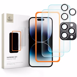 Tech-Protect Supreme Set karastatud klaas jaoks iPhone 16 Pro - läbipaistev (3 pcs.)