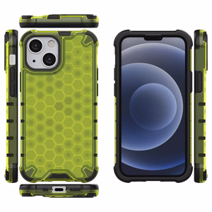 Honeycomb Case armor cover with TPU Bumper for iPhone 13 mini green