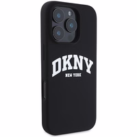 DKNY Silicone Valge Printed Logo MagSafe iPhone 16 Pro Ümbris - Must