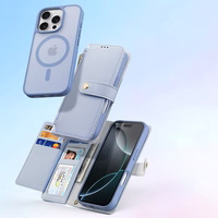 Dux Ducis Lawa Leather Ümbris jaoks iPhone 16 Pro Max with Detachable Magnetic Wallet - Sinine